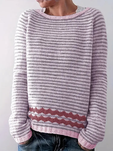 Stilla | Stribet Finstrik Pullover Dame
