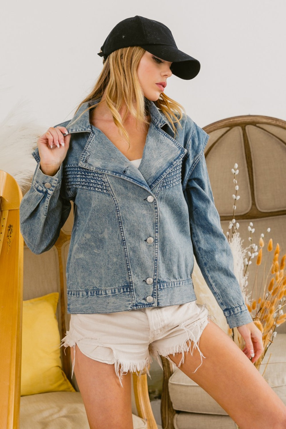 Stilla | Knapper Op Langærmet Denim Jakke