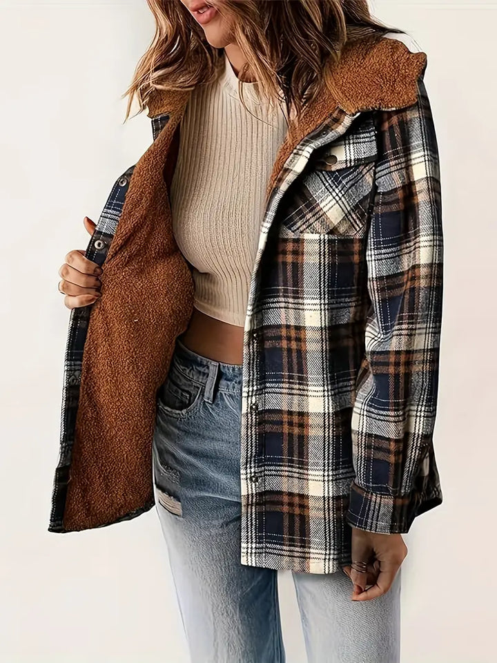Stilla | Jakke med lynlås og ternet mønster