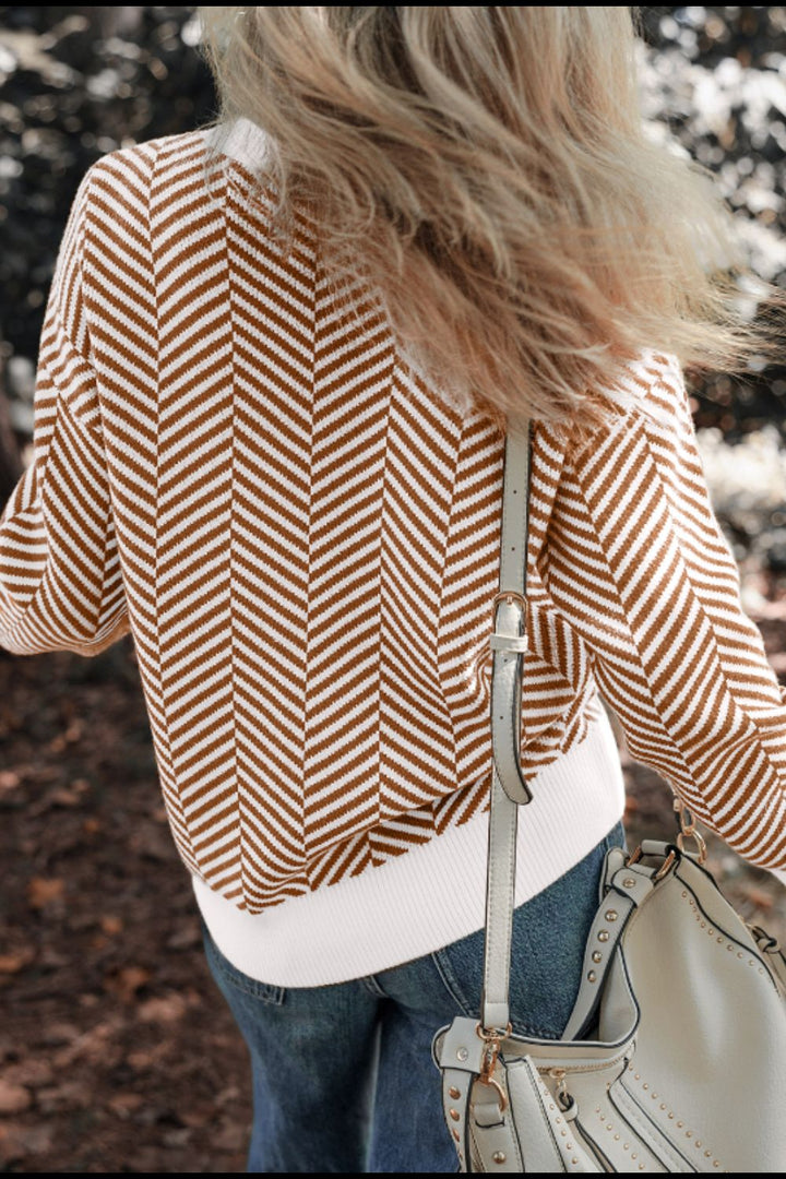 Stilla | Stribet Pullover Med Lange Ærmer og Rund Halsaussnit