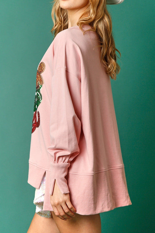Stilla | Julegodter Tasse Pailletter Casual Løs Sweatshirt