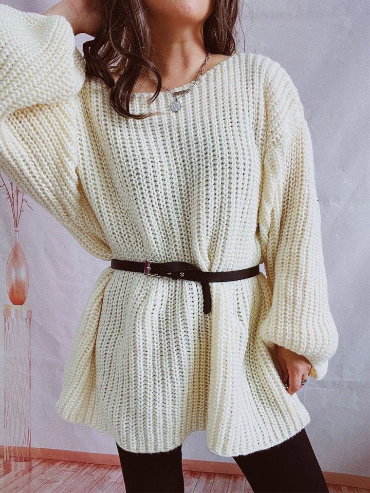 Stilla | Langærmet sweater med bådhals og bælte