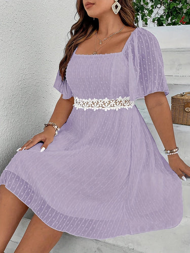 Stilla | Sommerkjole Plus Size Elegant Kjole Schweizeriske Prikker & Blondeafslutninger