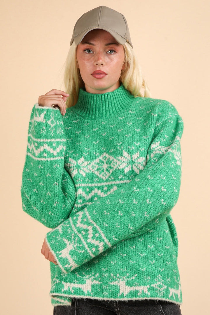 Stilla | Jule Element Pullover Med Lange Ærmer og Ståkrave