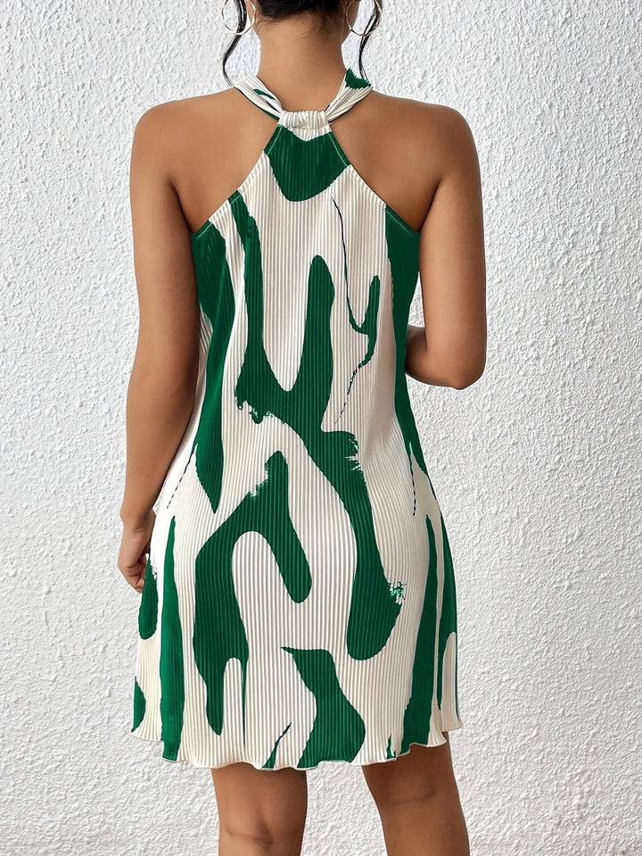 Stilla | Allover Print Halterneck Kjole, Elegant Sommerkjole Til Fest Og Fritid