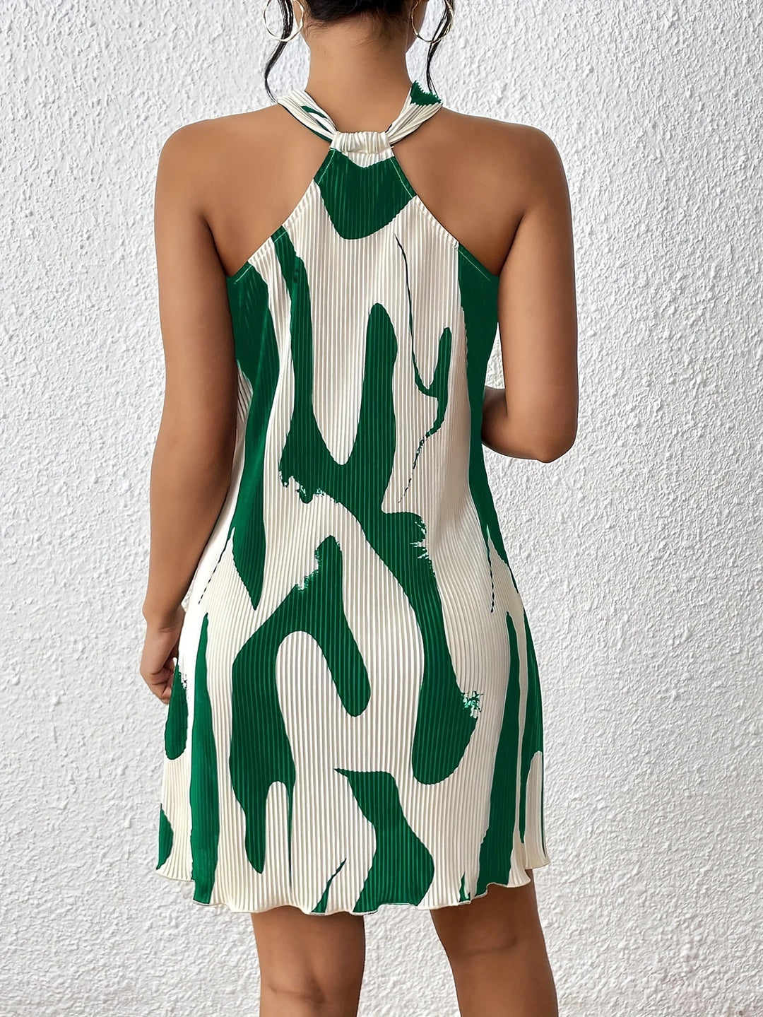 Stilla | Elegante Halter Neck Kjole Blomster Uden Ærmer Til Forår Og Sommer