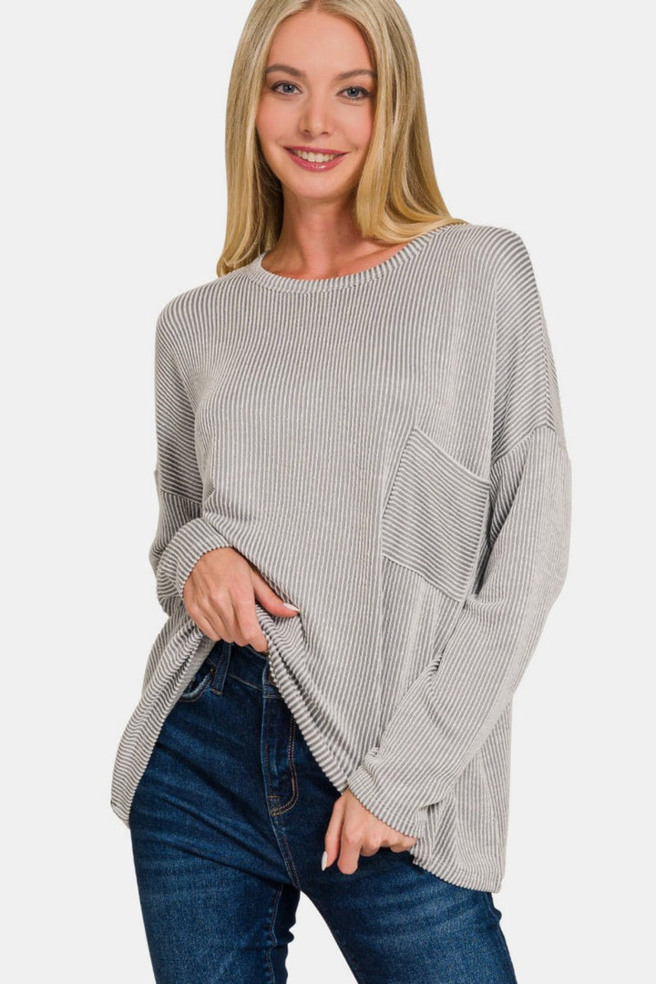 Stilla | Langærmet Rib T-shirt Med Striber