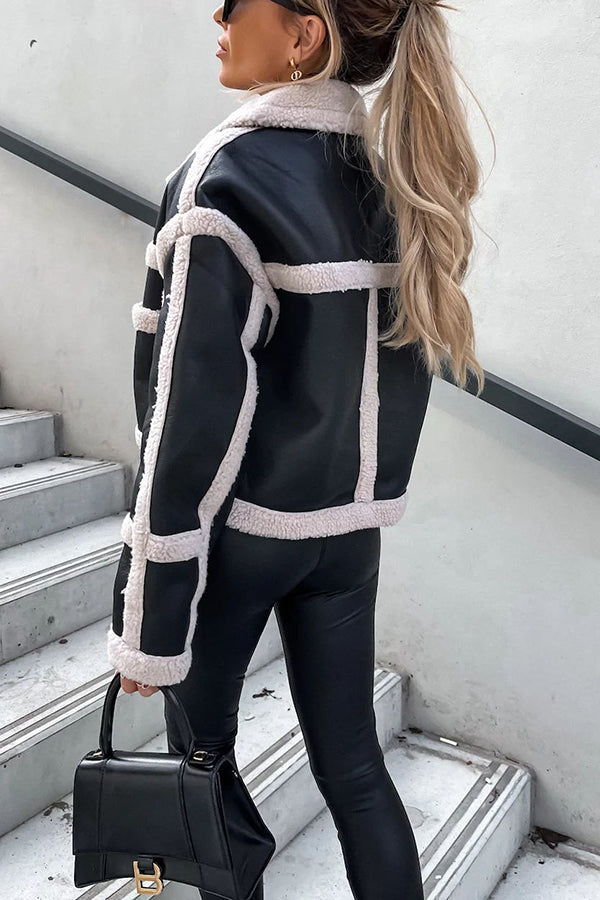 Stilla | Top of the Press Faux Leather Teddy Lined Coat