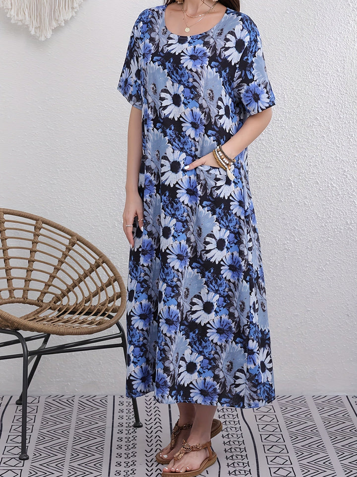 Stilla | Linnekjole Boho Stil Med Blomsterprint