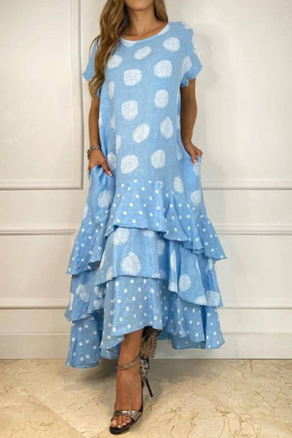 Stilla | Flowy Polka Dots Lomme Lagdelt A-linje Maxi Kjole