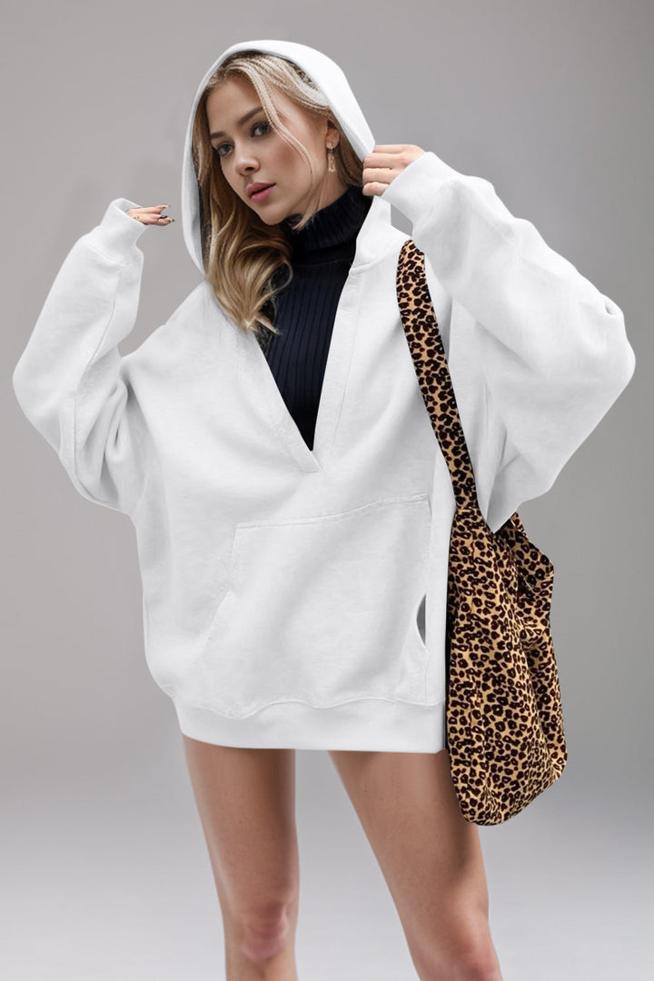 Stilla | Basic Bae Air Scuba Hættepullover Med Lange Ærmer og Kængurulomme