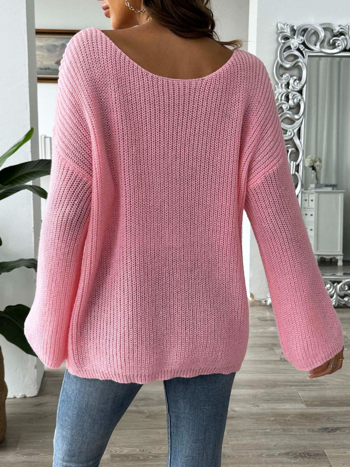 Stilla | Pullover med lange ærmer og rundt blomsterudskæring