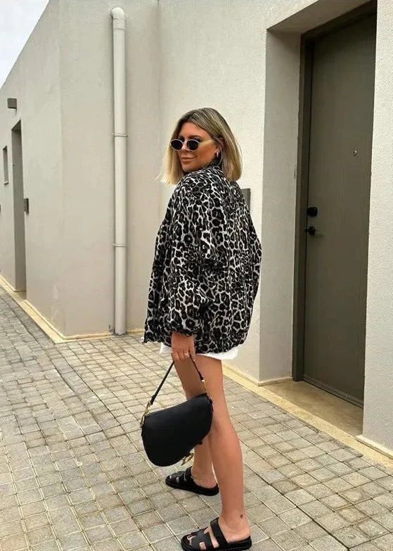 Stilla | Leopard Bomberjakke