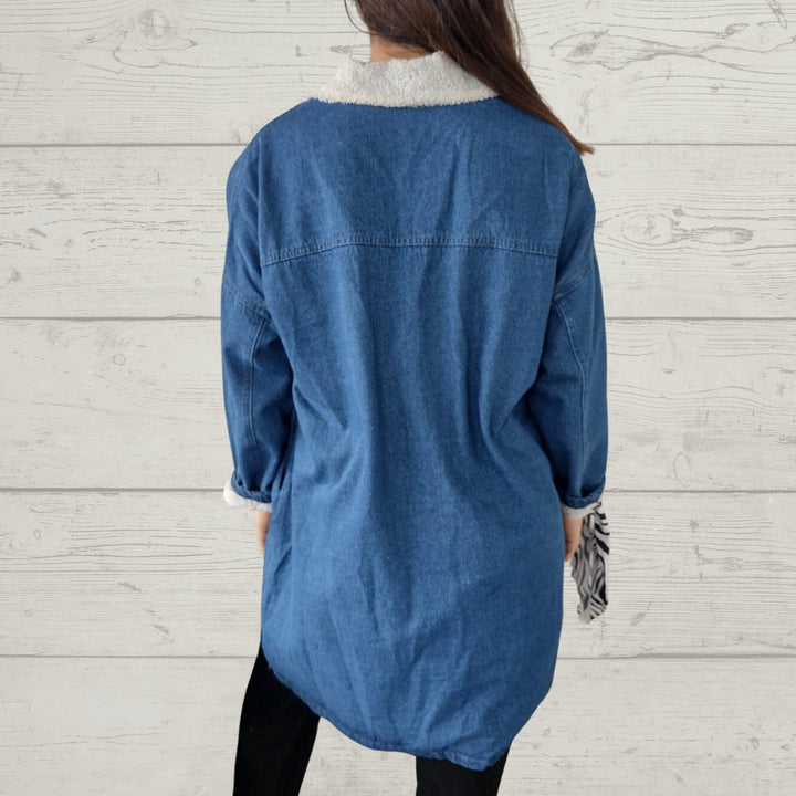 Stilla | Jeansjakke Med Lammeskind For