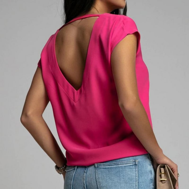 Stilla | T-Shirt V-Udskæring Kortærmet