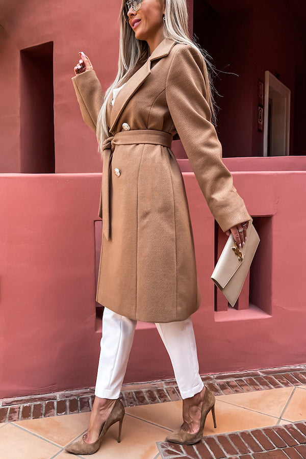 Stilla | Slope City Belted Dobbeltbrystet Midi Frakke