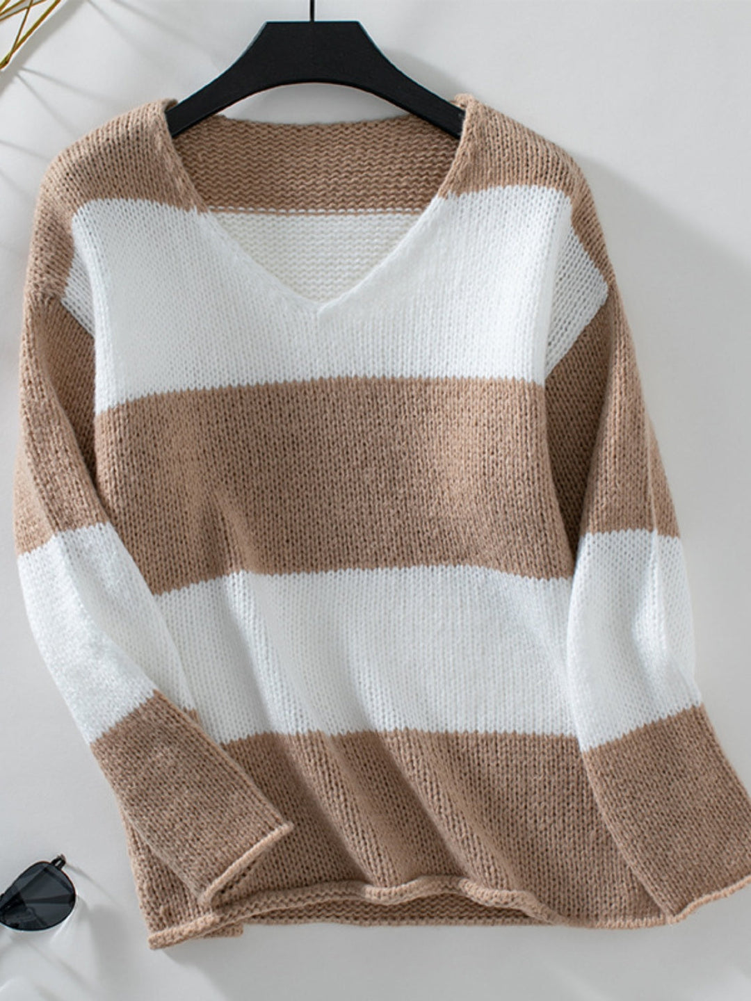 Stilla | V-udskæring Pullover Farveblok Med Lange Ærmer