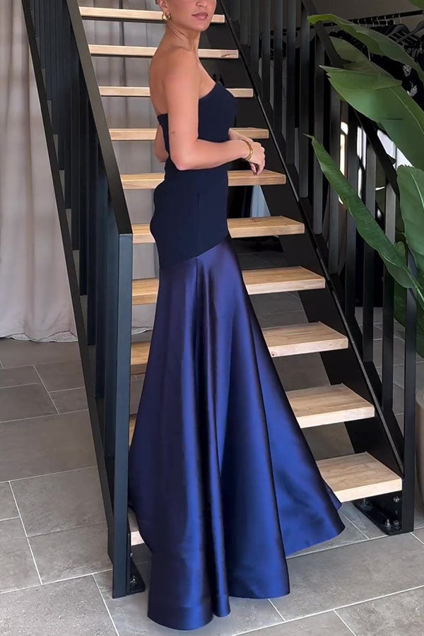 Stilla | Elegant Langt Stropkjole Med Bustier Og Vidde Udsvingende Skørt