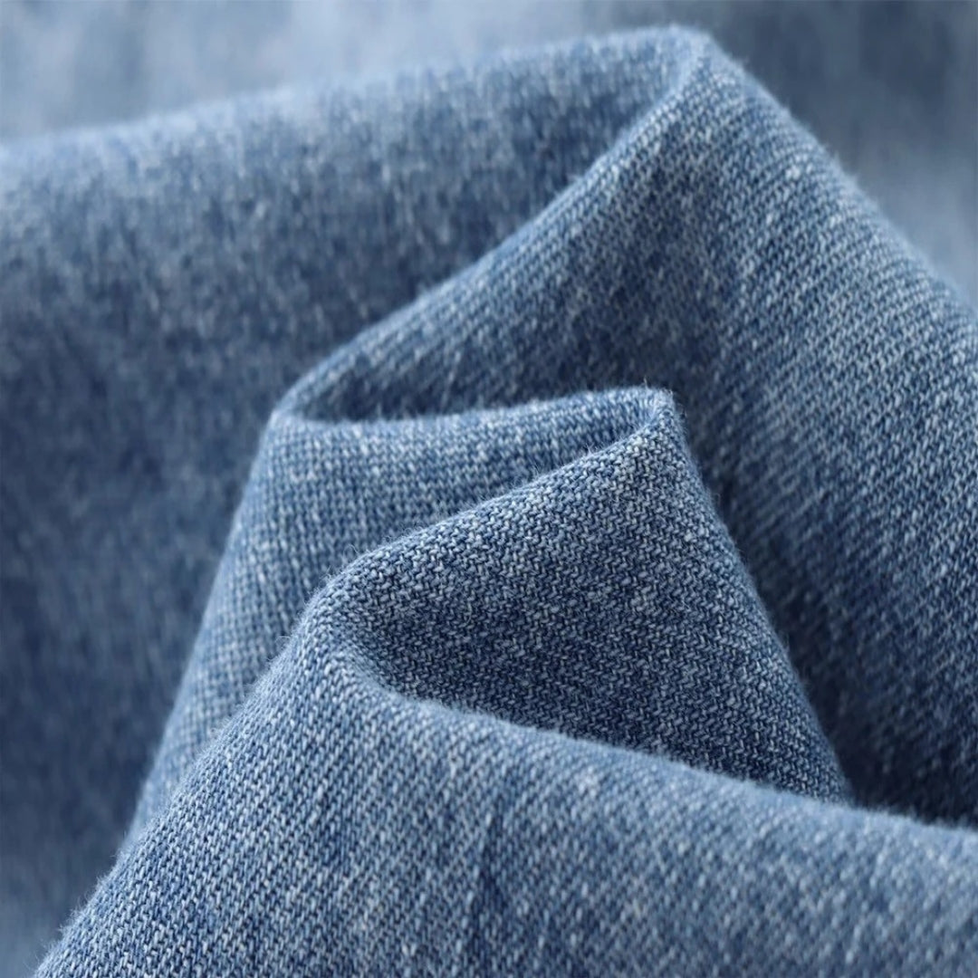 Stilla | Denim Butterfly Bluse Med Lange Ærmer