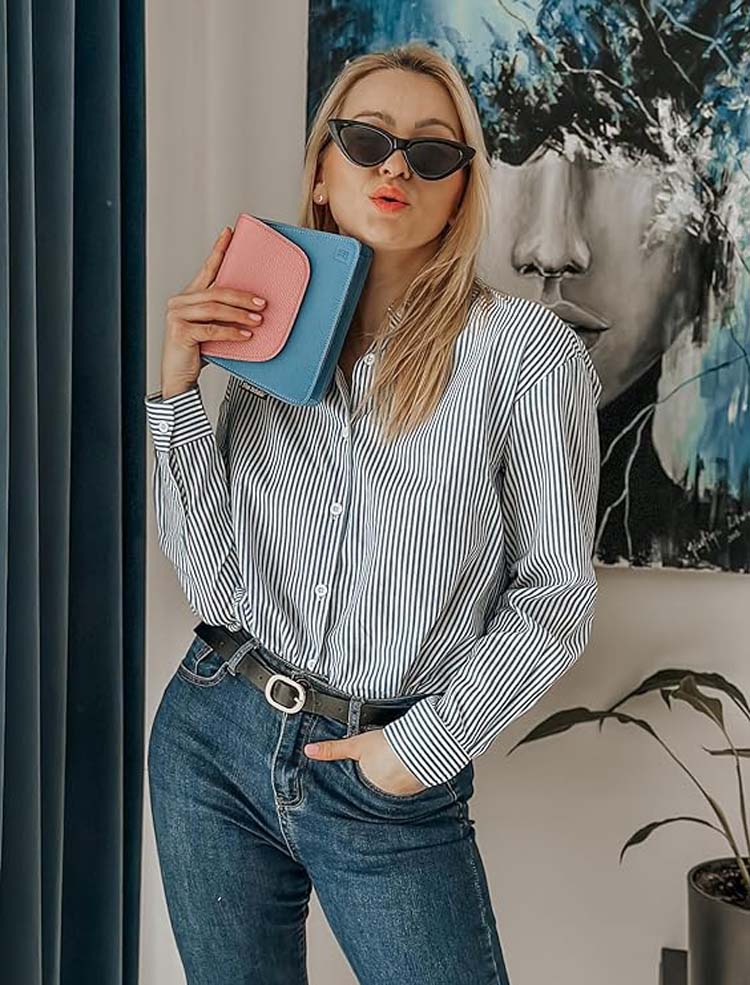 Stilla | Stribet Bluse Med Knapper