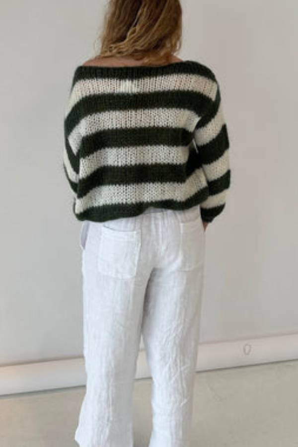 Stilla | Pullover i stribet bomulds candy i marineblå