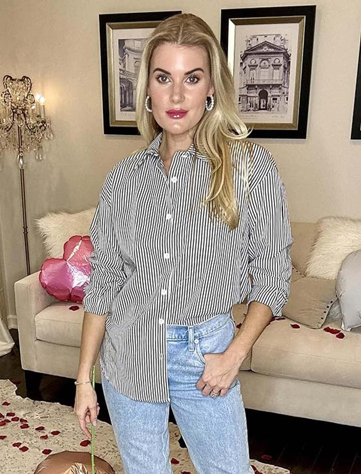 Stilla | Stribet Bluse Med Knapper
