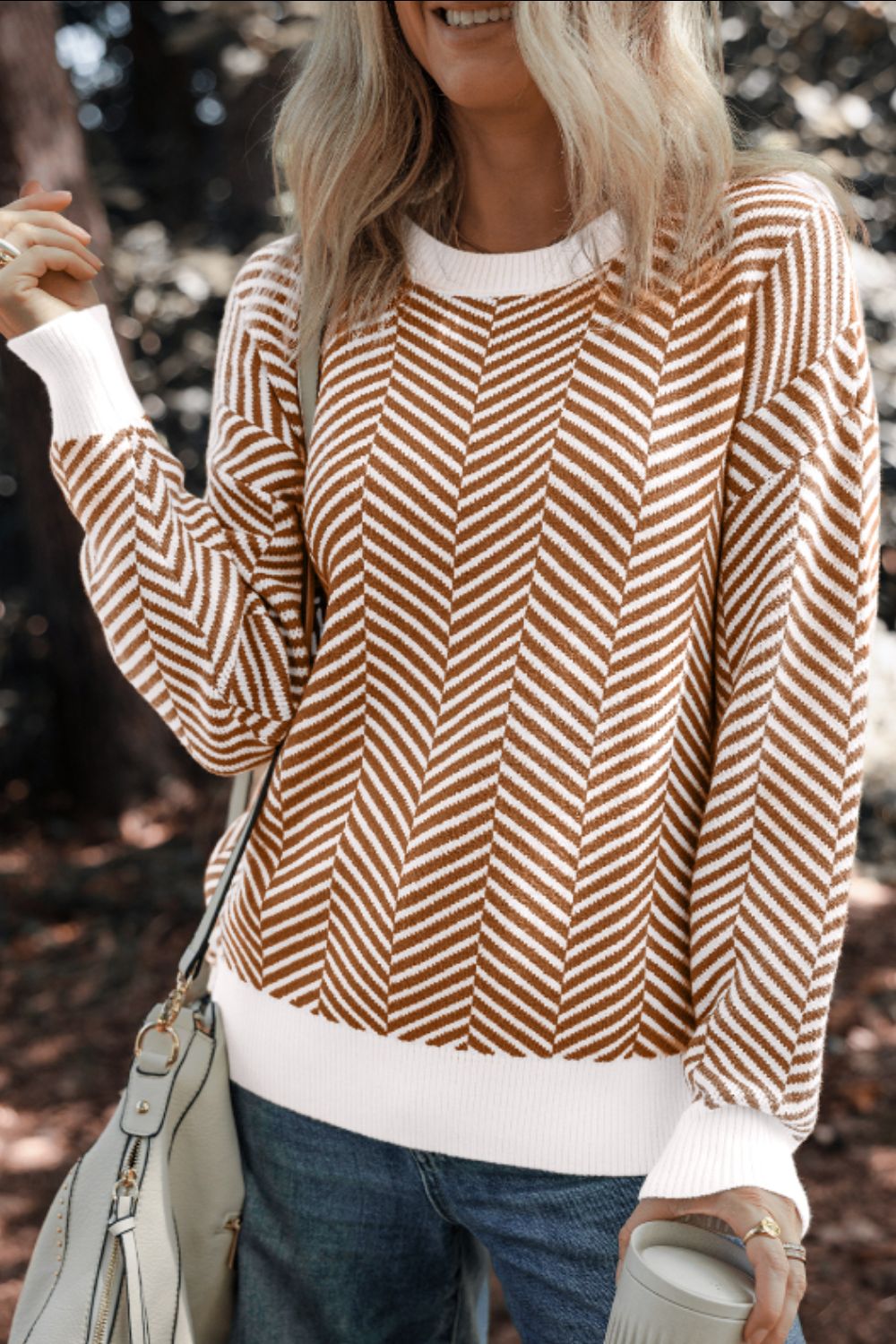 Stilla | Stribet Pullover Med Lange Ærmer og Rund Halsaussnit