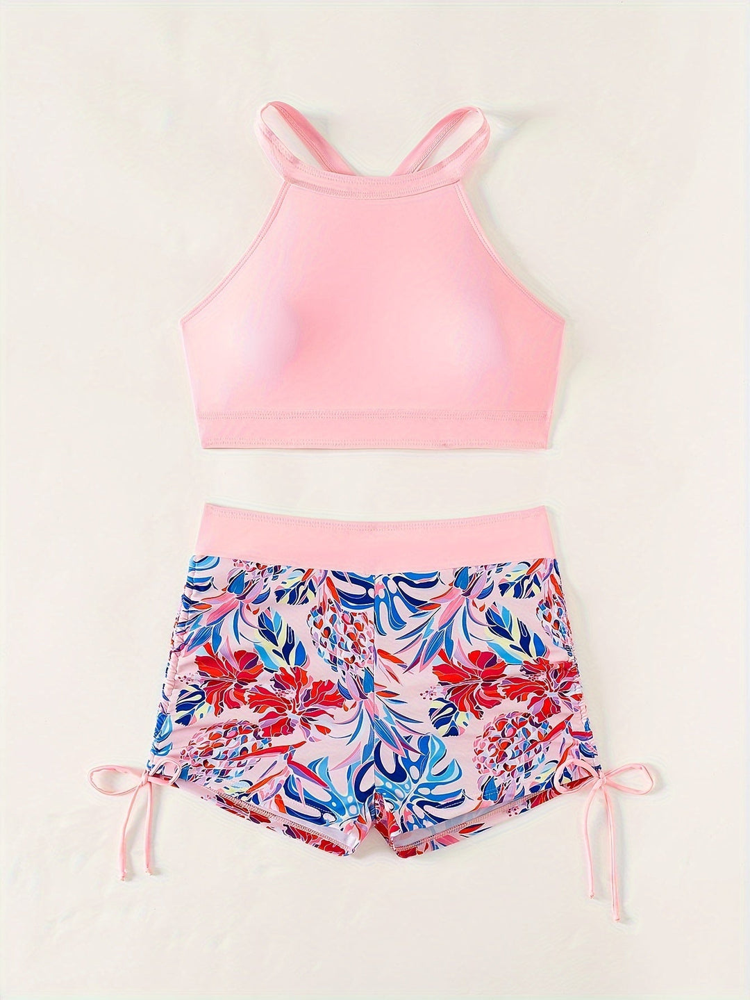 Stilla | Delt Badedragt Høj Talje, Shorts Med Snor, Top Med Ringdetaljer, Figursyet Silhouette