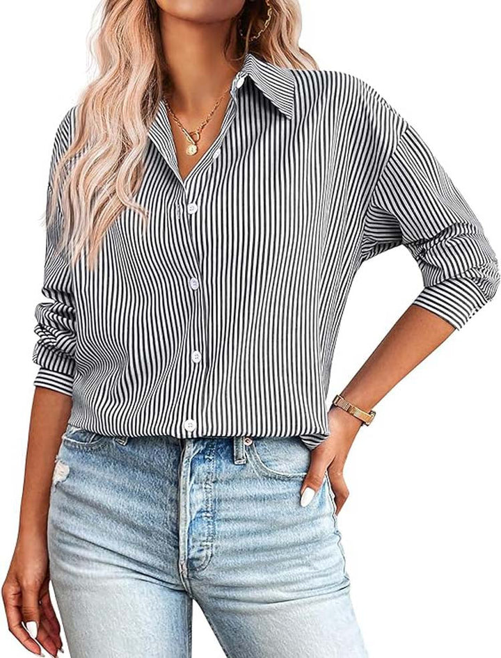 Stilla | Stribet Bluse Med Knapper