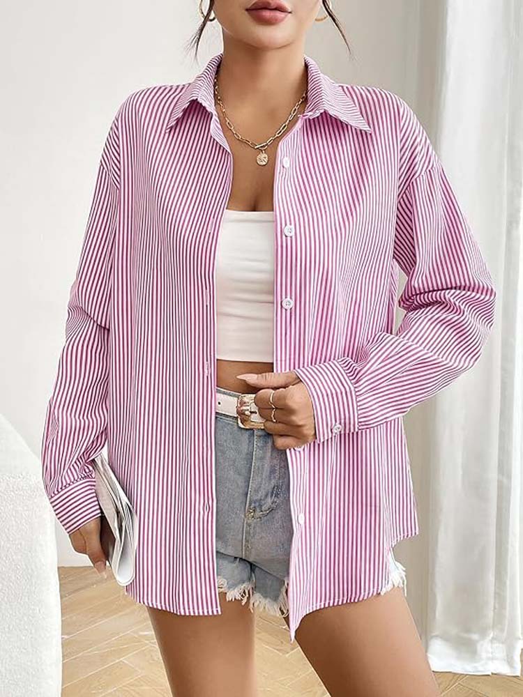 Stilla | Stribet Bluse Med Knapper
