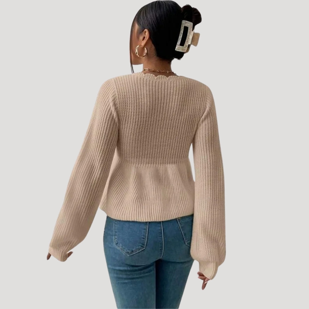 Stilla | Scalloped Edge Strikket Babydoll Trøje