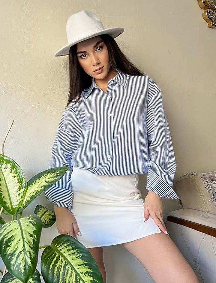Stilla | Stribet Bluse Med Knapper