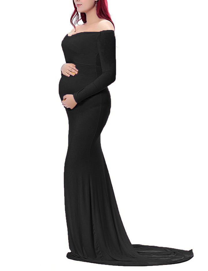 Elegant graviditetskjole til kvinder med off-shoulder design Stilla