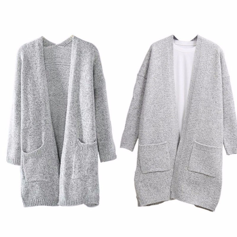 Dame chunky strik cardigan med rummelige lommer og afslappet design Stilla