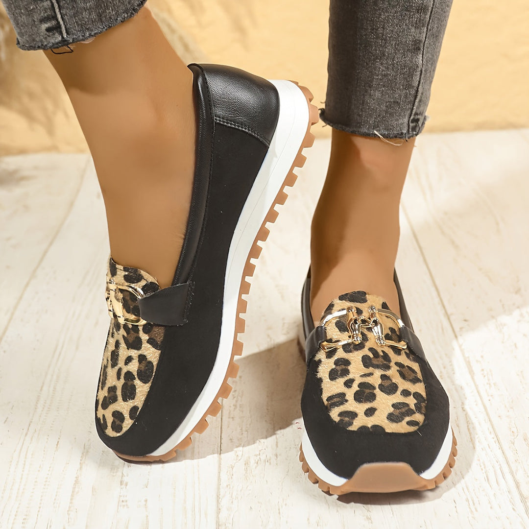 Stilla | Dame Slip on Loafers Panterprint, Skridsikre Og Komfortable