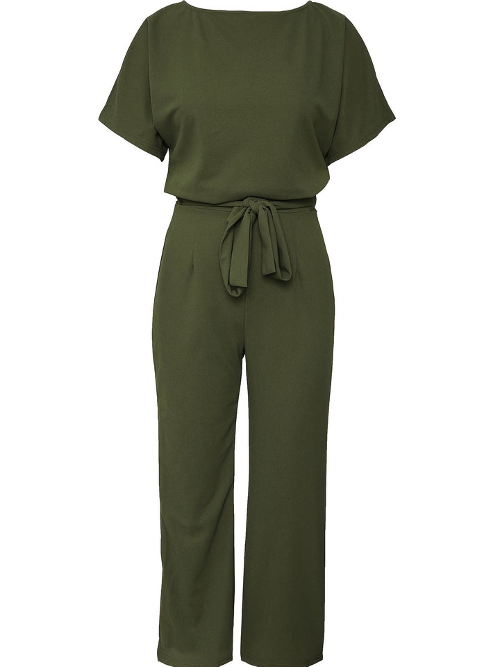 Stilla | Høj Talje Bred Ben Kortærmet Bælte Jumpsuit