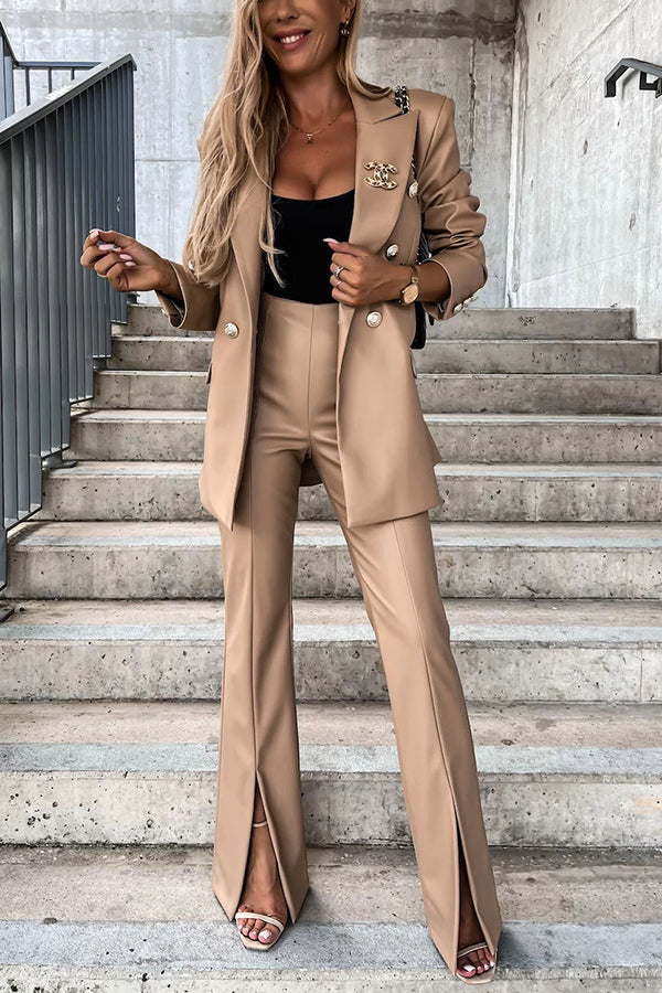 Stilla | Drasilla Faux Læder Høj Talje Slids Bukser