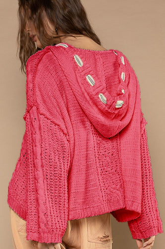 Stilla | Pullover i Chenille med Twisted Strik og Hætte