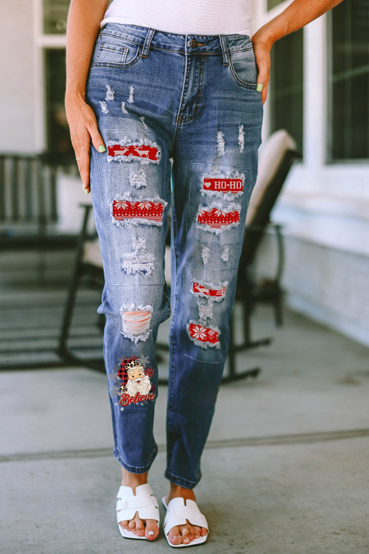 Stilla | Grafisk Slidt Ret Jeans