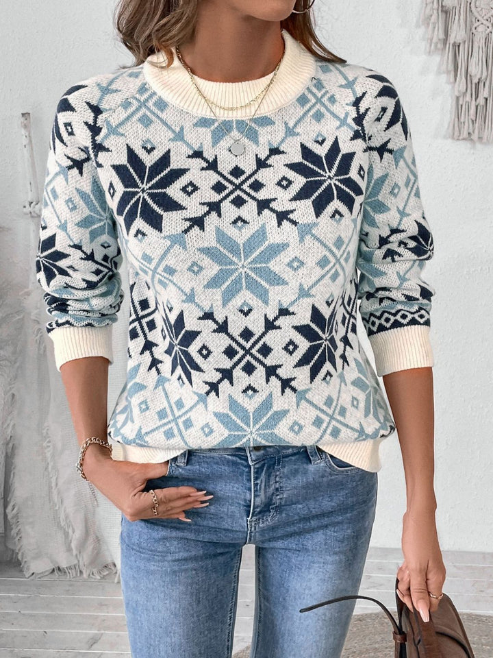 Stilla | Perfee Graphic Rundhals Pullover Med Lange Ærmer