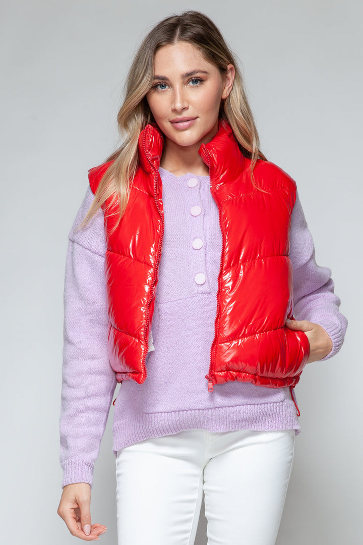 Stilla | Zip Up Turtleneck Skinnende Kviltet Vest