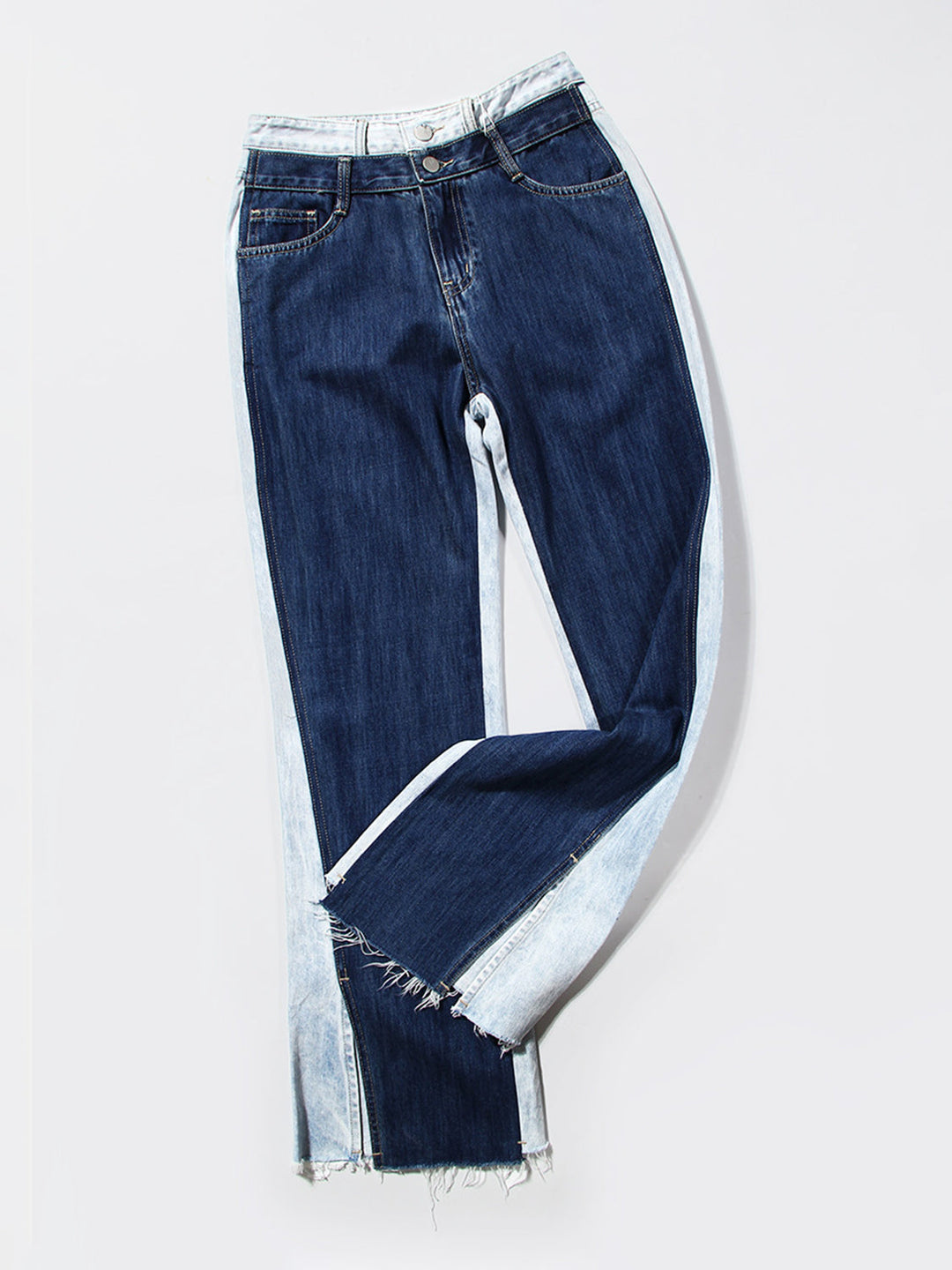 Stilla | Knaplukning Slids Frayed Hem Jeans