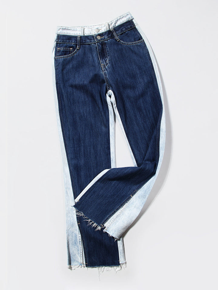 Stilla | Knaplukning Slids Frayed Hem Jeans