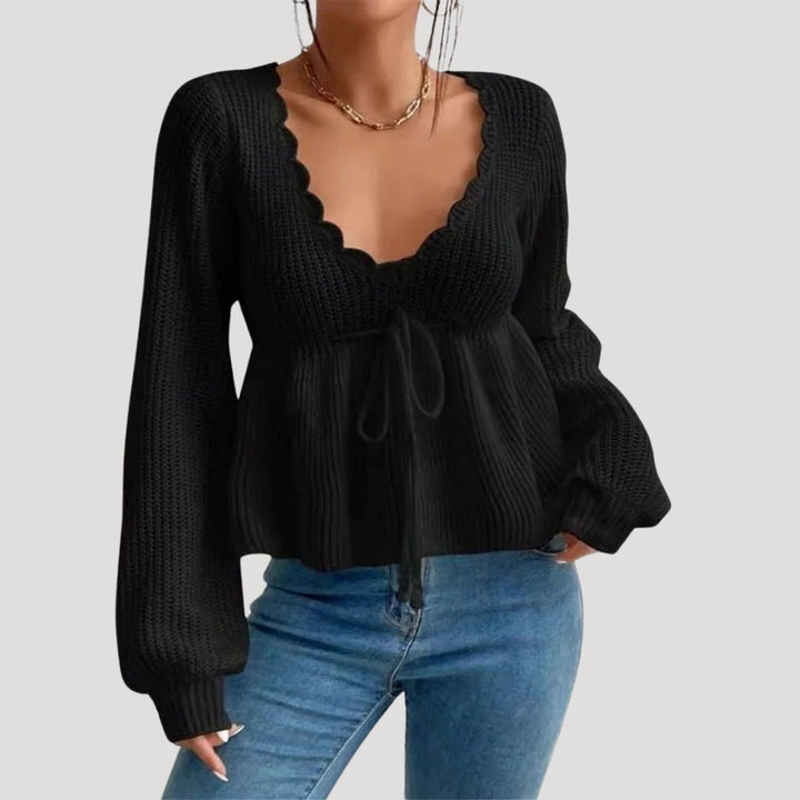 Stilla | Scalloped Edge Strikket Babydoll Trøje
