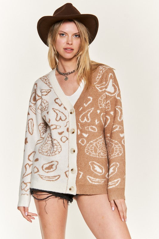 Stilla | Paisley Farveblok Cardigan