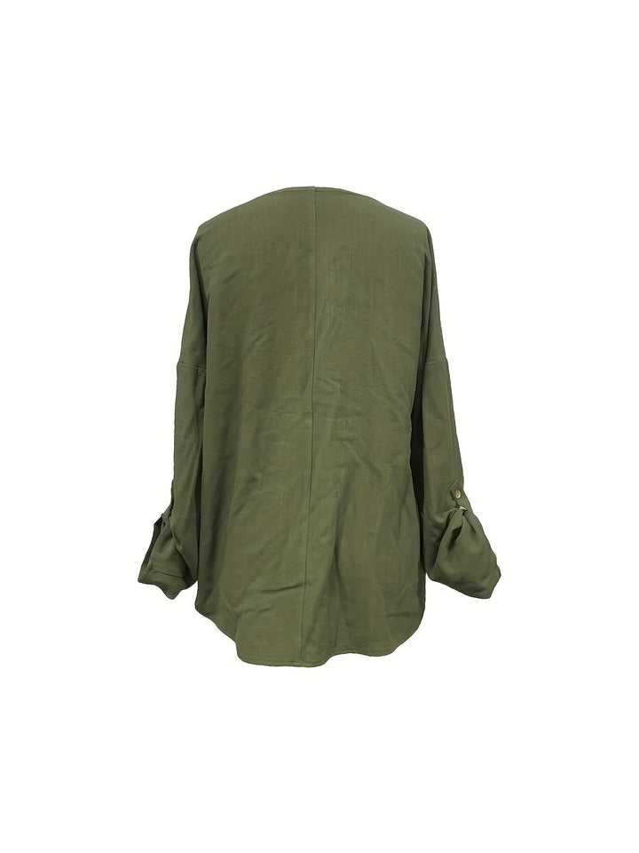 Stilla | Dame Linned Bluse Med Spidse Udskæring