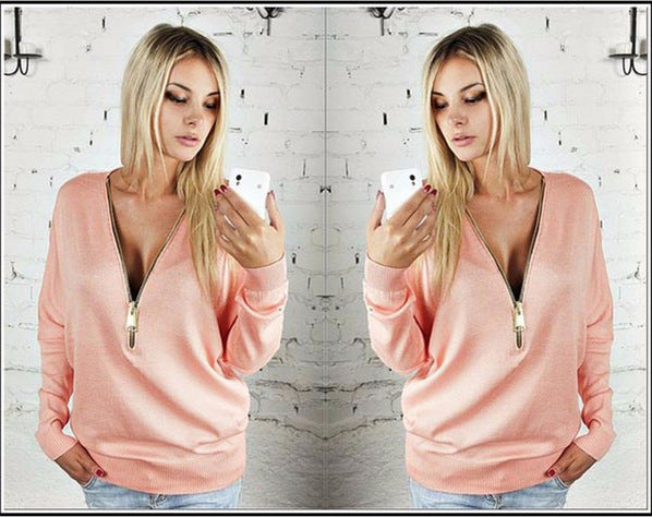 Kvindernes Oversized Sweater med Moderne Lynlås Stilla