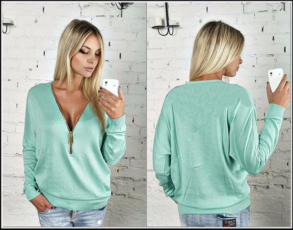 Kvindernes Oversized Sweater med Moderne Lynlås Stilla
