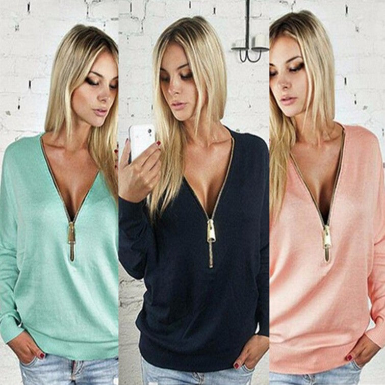 Kvindernes Oversized Sweater med Moderne Lynlås Stilla