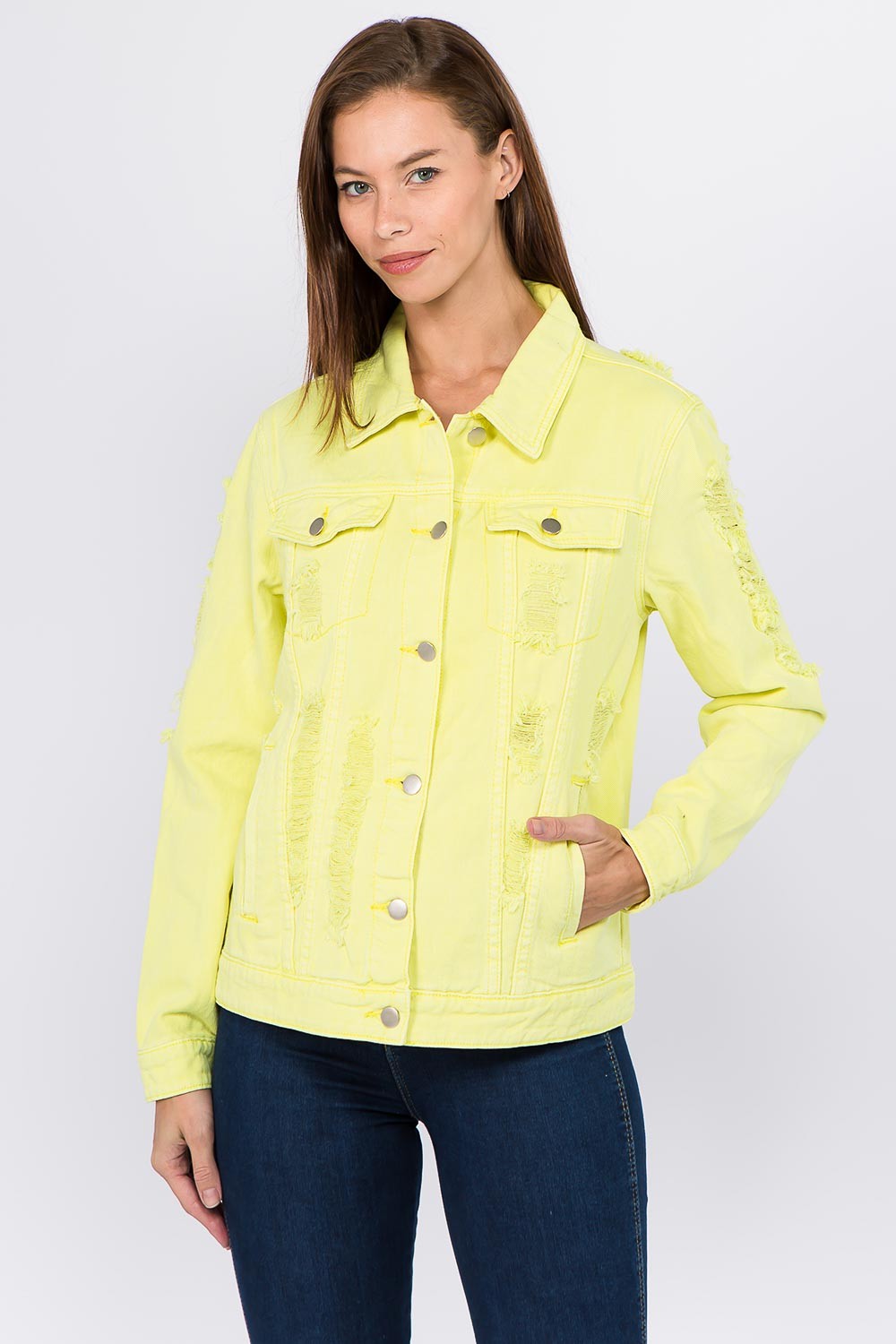 Stilla | American Bazi Jeansjakke Med Vintage Effekt, Bag Knappes